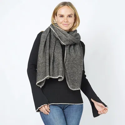 Truedames Lurex Woven Oblong Scarf/shawl In Black