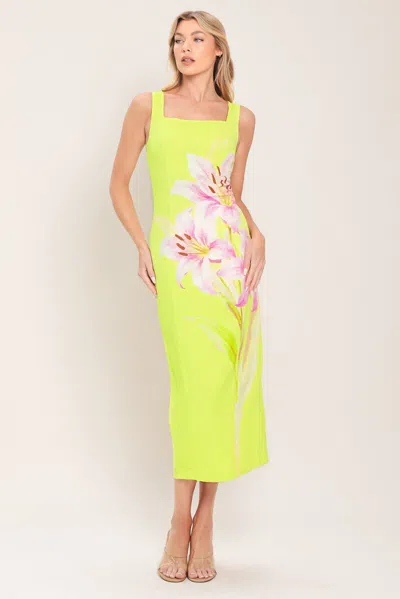 Truedames Lush Lime Woven Midi Dress In Green