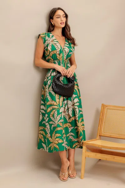 Truedames Lush Stillness Woven Midi Dress In Green