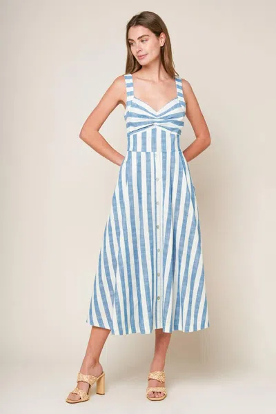 Truedames Lush With Life Woven Midi Dress In Blue