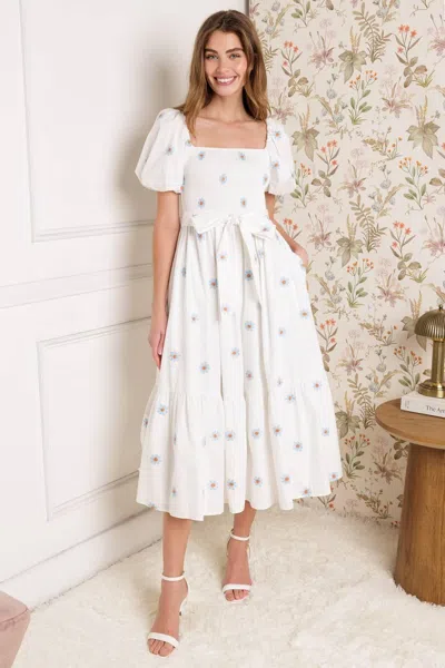 Truedames Luxe Lagoon Embroidered Midi Dress In Multi