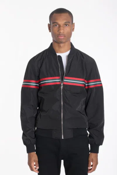Truedames Luxury Woven Taped Bomber Jacket In Black