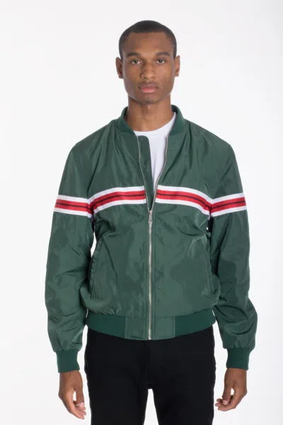 Truedames Luxury Woven Taped Bomber Jacket In Green