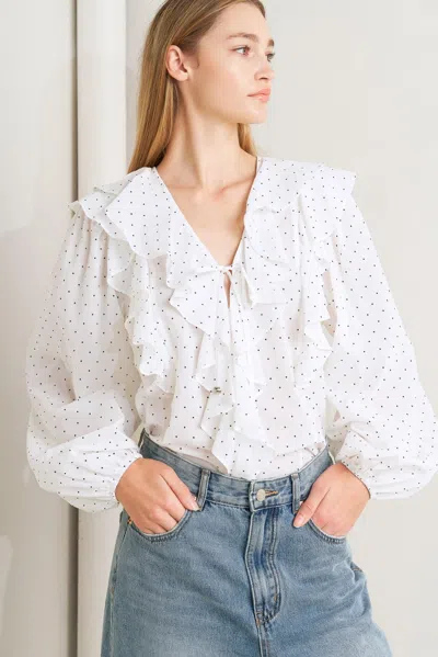 Truedames Made Of Dreams Polka Dot Woven Top In Multi