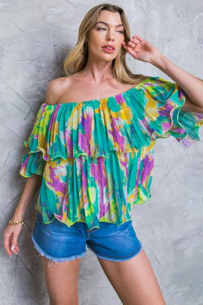 Truedames Magnolia Santa Caterina Woven Top In Multi