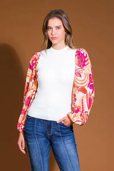 Truedames Majestic Flow Sweater Woven Top In Multi