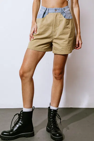 Truedames Major Mood Denim Twill Shorts In Brown