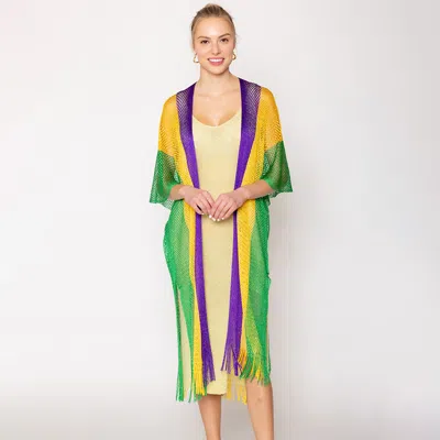 Truedames Mardi Gras Lurex Kimono Poncho In Multi