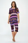 Truedames Matching Capri Pant Set In Plus Size In Purple