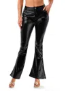 Truedames Matt Leather Pu Bell Bottom Flare Pants In Black