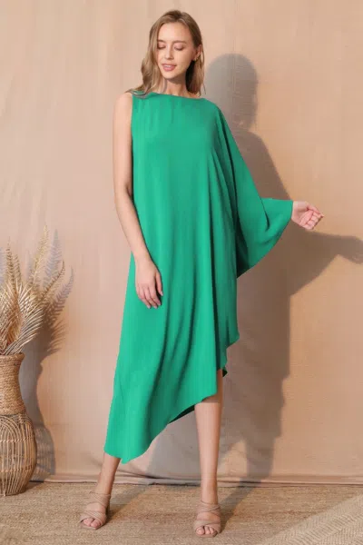 Truedames Matte Crepe One Sleeve Dress In Green