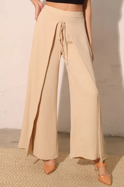Truedames Matte Crepe Overlap Pants In Neutral