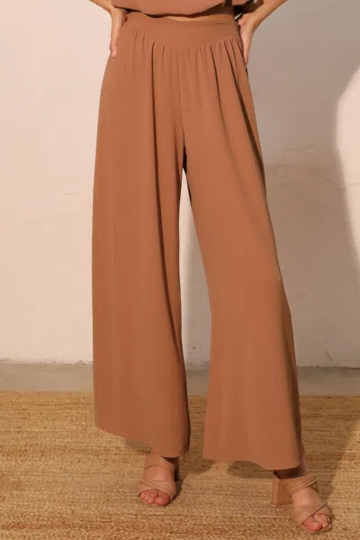 Truedames Matte Crepe Wide Leg Swing Pants In Brown