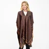 Truedames Maze Patterned Kimono Poncho In Brown