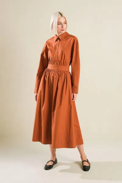 Truedames Meadow Muse Woven Midi Dress In Brown