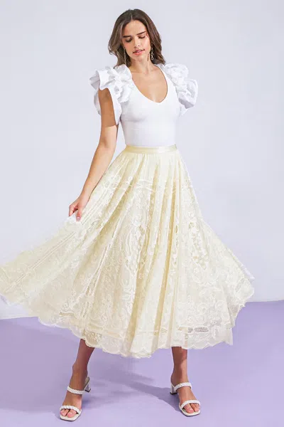 Truedames Meaningful Moment Woven Lace Midi Skirt In Multi