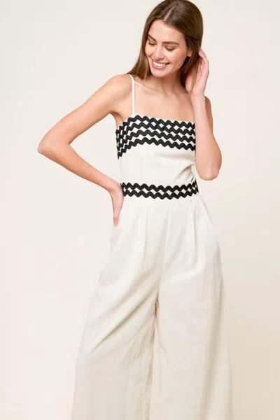 Truedames Meet At The Pier Cream Woven Jumpsuit In White