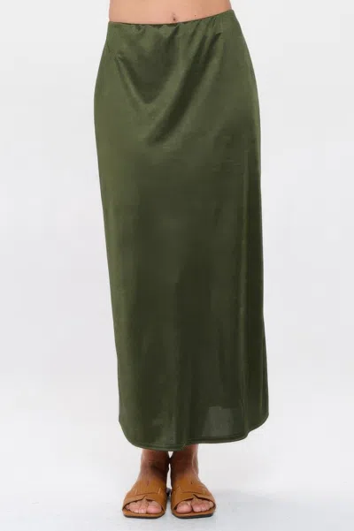 Truedames Memory Satin Washer Skirt In Green