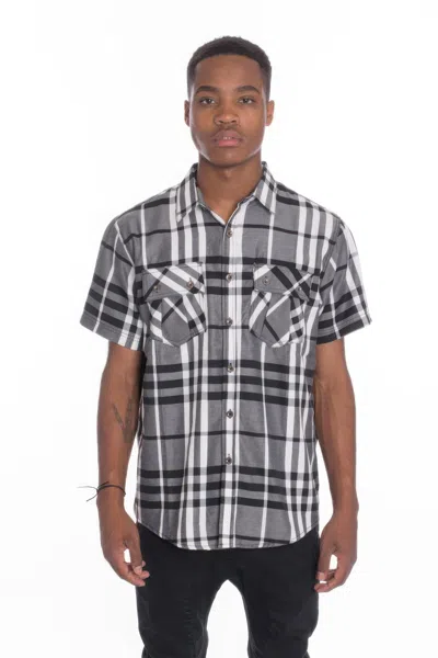 Truedames Men's Casual Short Sleeve Checker Shirts In Grey