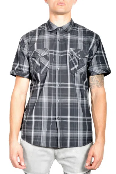Truedames Men's Casual Short Sleeve Plaid Shirts In Black