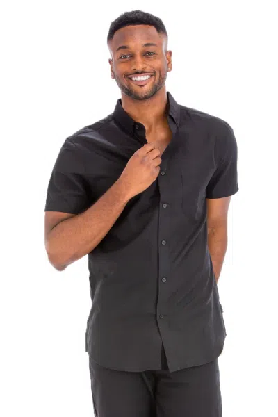 Truedames Men's Casual Short Sleeve Solid Shirts In Black