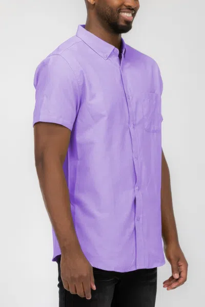 Truedames Men's Casual Short Sleeve Solid Shirts In Purple