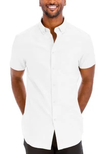 Truedames Men's Casual Short Sleeve Solid Shirts In White