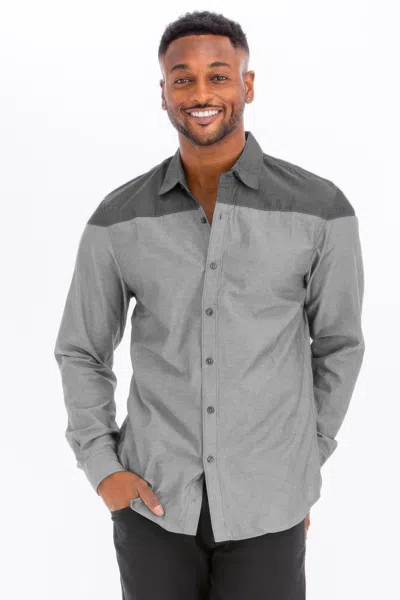 Truedames Men's Two Tone Long Sleeve Button Down Shirt In Grey