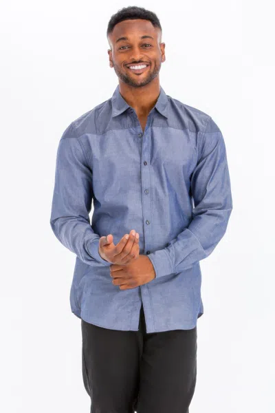 Truedames Men's Two Tone Long Sleeve Button Down Shirt In Multi