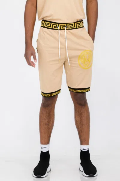 Truedames Mens Black And Gold Detail Shorts In Green