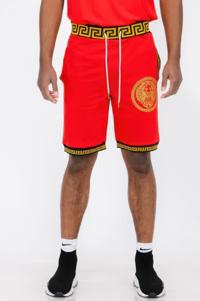 Truedames Mens Black And Gold Detail Shorts In Red