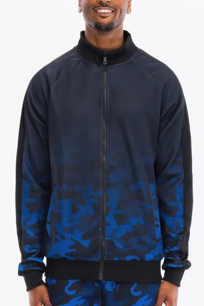 Truedames Mens Camo Ombre Track Jacket In Blue