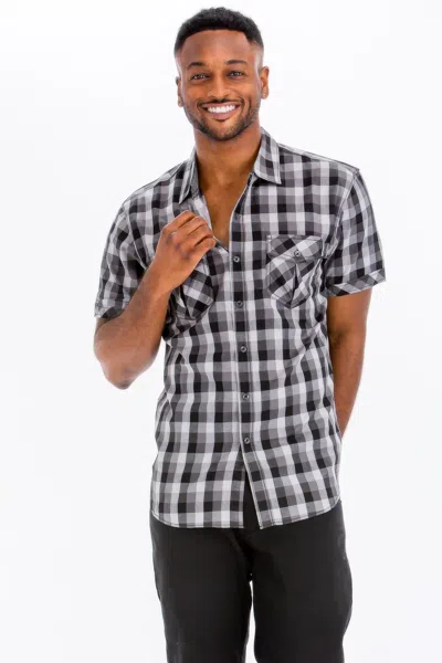 Truedames Mens Checkered Button Down Shirt In Black