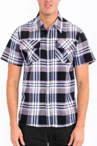 Truedames Mens Checkered Two Pocket Shirt In Black