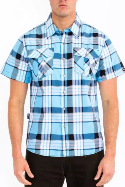Truedames Mens Checkered Two Pocket Shirt In Blue