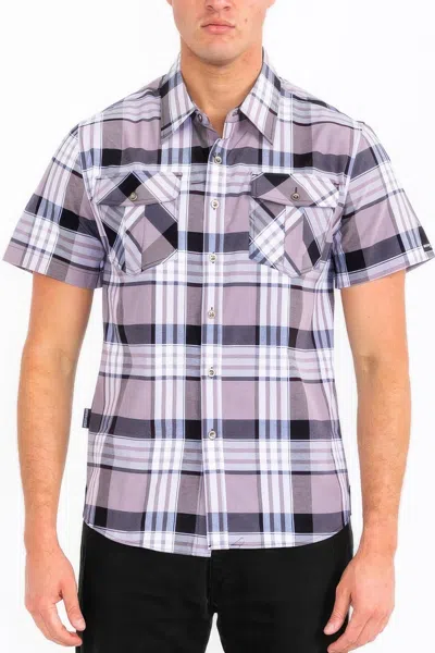 Truedames Mens Checkered Two Pocket Shirt In Grey