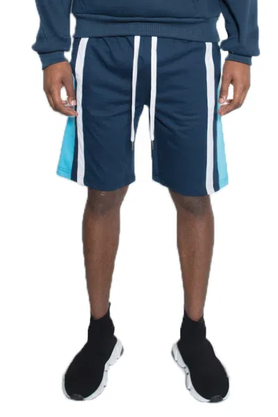Truedames Mens Color Block Stripe Sweat Shorts In Blue