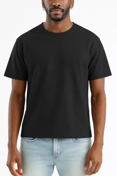 Truedames Mens Cropped Cotton Tshirt In Black