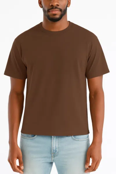 Truedames Mens Cropped Cotton Tshirt In Brown