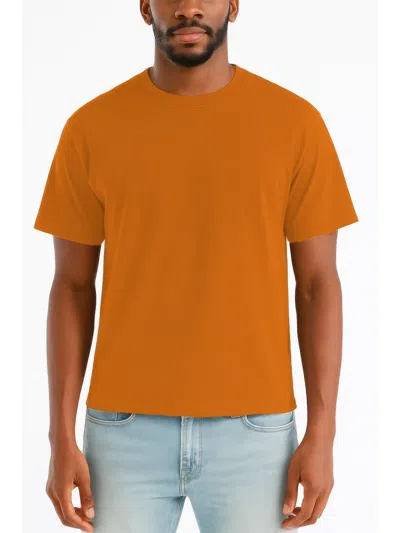 Truedames Mens Cropped Cotton Tshirt In Orange