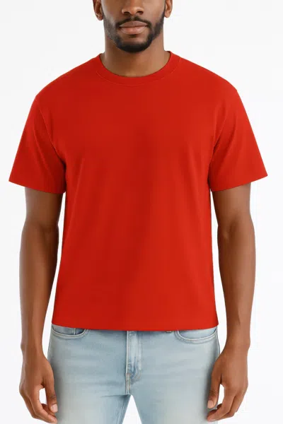 Truedames Mens Cropped Cotton Tshirt In Red