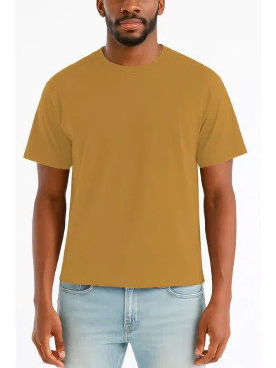 Truedames Mens Cropped Cotton Tshirt In Yellow