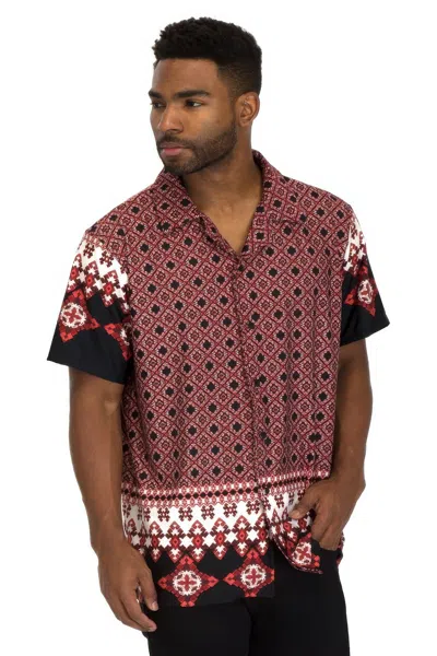 Truedames Mens Cuban Collar Cut Button Down Shirt In Multi
