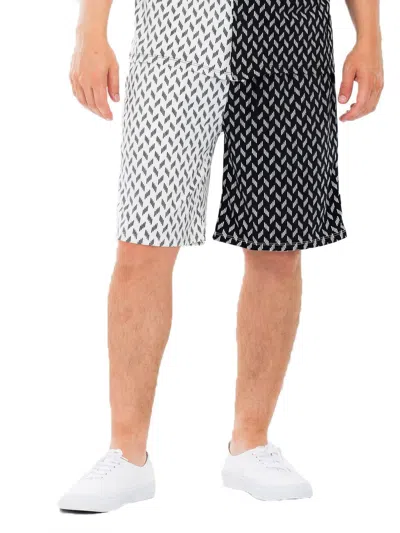 Truedames Mens Diamond Two Tone Print Shorts In Multi