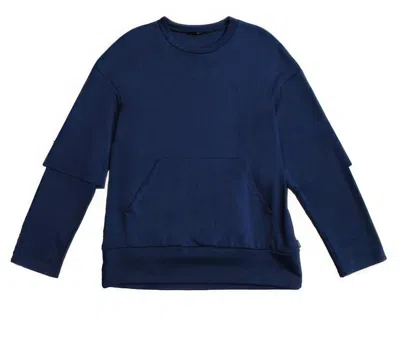 Truedames Mens Double Layered Pullover Sweatshirts In Blue