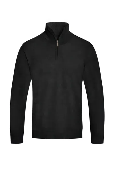 Truedames Mens Knit Quarter Zip Sweater In Black