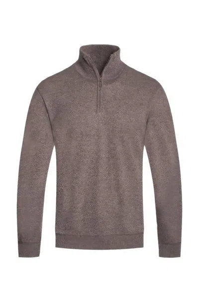 Truedames Mens Knit Quarter Zip Sweater In Brown
