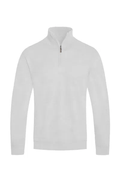 Truedames Mens Knit Quarter Zip Sweater In White