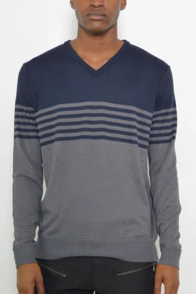 Truedames Mens Knit Vneck Pullover Sweater In Gray