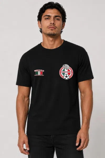 Truedames Mens Mexico Print Ring-spun Cotton Tshirt In Black